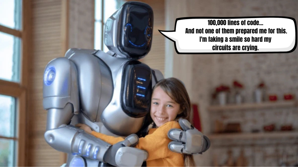 Robots smiling on the outside, screaming on the inside.
