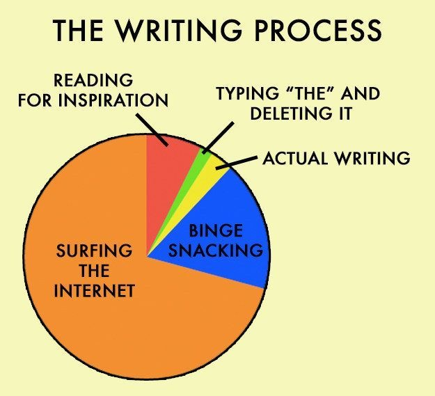 Pie chart for writing process