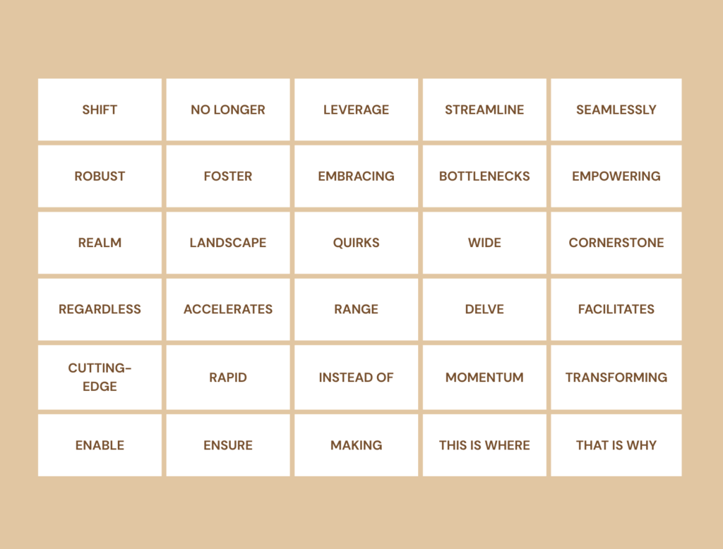 Common phrases used by AI